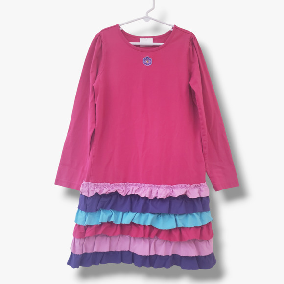 Hanna Andersson Other - Hanna Andersson Girls 140 US 10 Tiered Ruffle Bottom Drop Waist Dress Pink